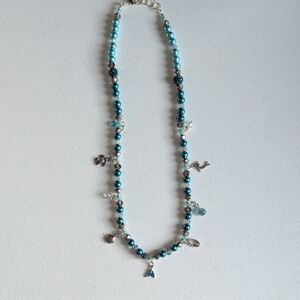 Mermaid Beaded Necklace with Beachy Charms